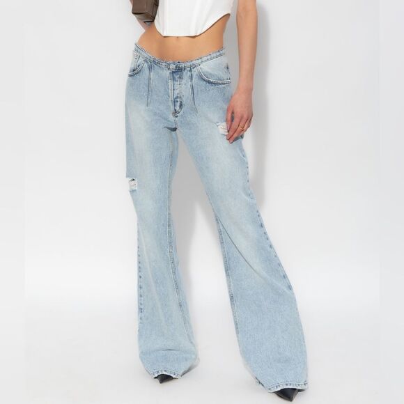 The MANNEI Nula High Rise Flare Jeans in Denim, Lt Blue, NWT, Size 34 - Picture 3 of 16